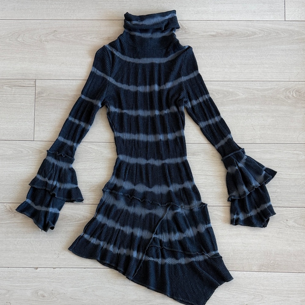 Black and Gray Turtleneck Women's Dress